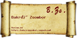 Bakró Zsombor névjegykártya